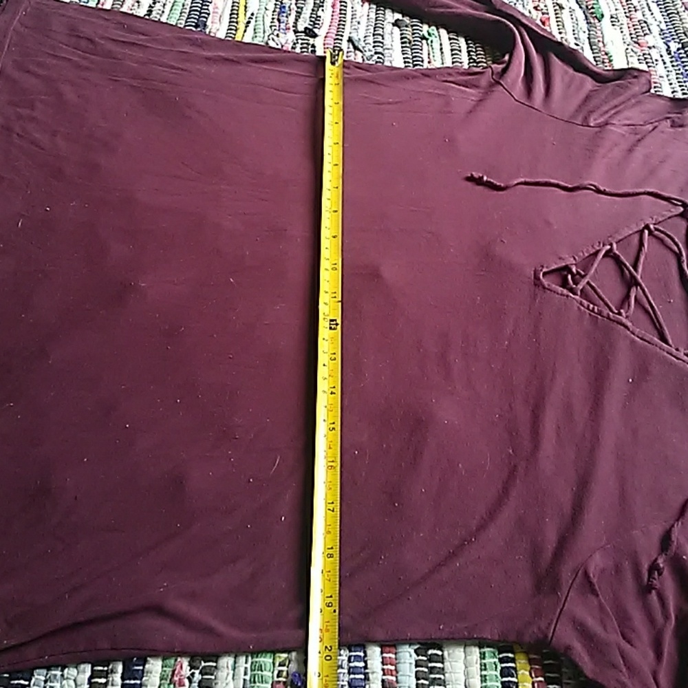 Old Navy Burgundy Lace Up Top - Picture 6 of 7